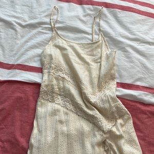 Raga Golden Rays lace slit front maxi slip dress in cream